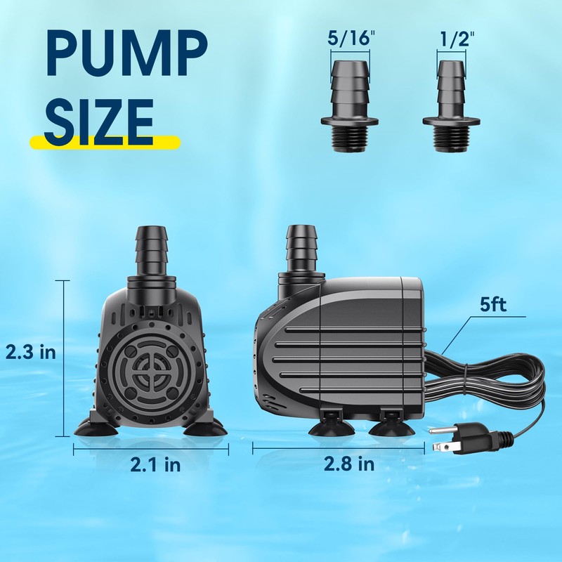NFESOLAR Submersible Water Pump 120GPH, Ultra Quiet Submersible Pump with