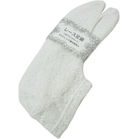MiAn Stretch Lace Tabi Socks, 8.7 - 9.8 inches (22 - 25 cm), One Size Fits Most, Yukata, Kimono, white