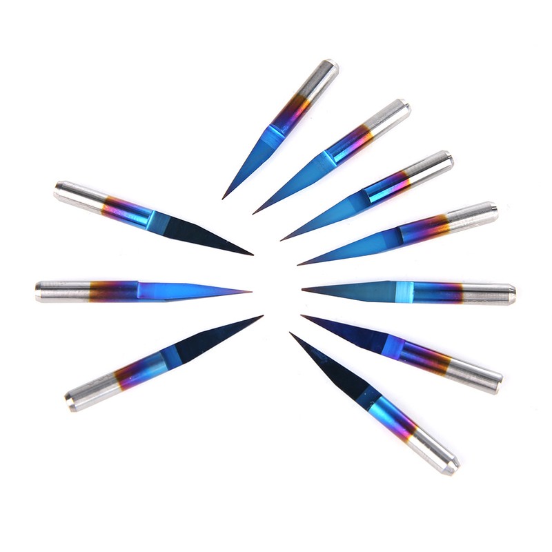 10Pcs box 3.175 Blue Plating Tungsten Steel Engraving Tool CNC