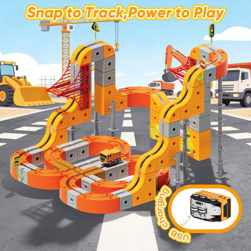Electric Train Set for Kids, 117PCS Flexible 3D Cube Track