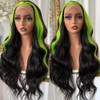 Heberac 13x3 Fluorescent Green Highlights Synthetic Lace Front Wigs body