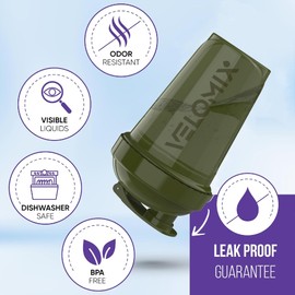 VELOMIX -2 Pack- 20 oz Protein Shaker Bottles for Protein Mixes - 2x Wire Whisk, Leak Proof Shaker Cups for Protein Shakes and Pre Workout, Protein Shaker Bottle Pack, Protein Mixer Cup (Green&Black)