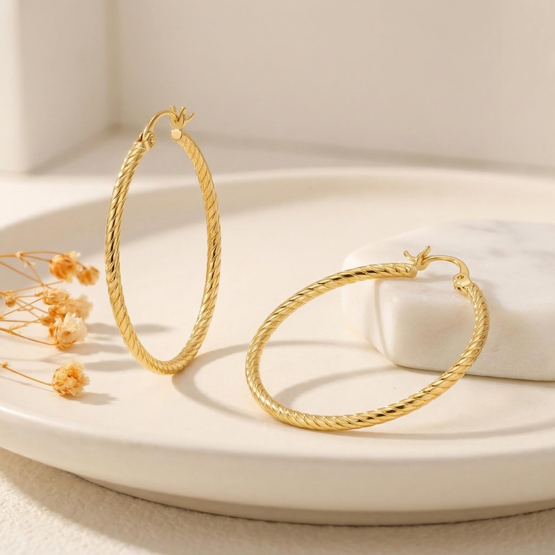 KKR 14K Gold Earrings for Women Statement 14K Gold Hoop