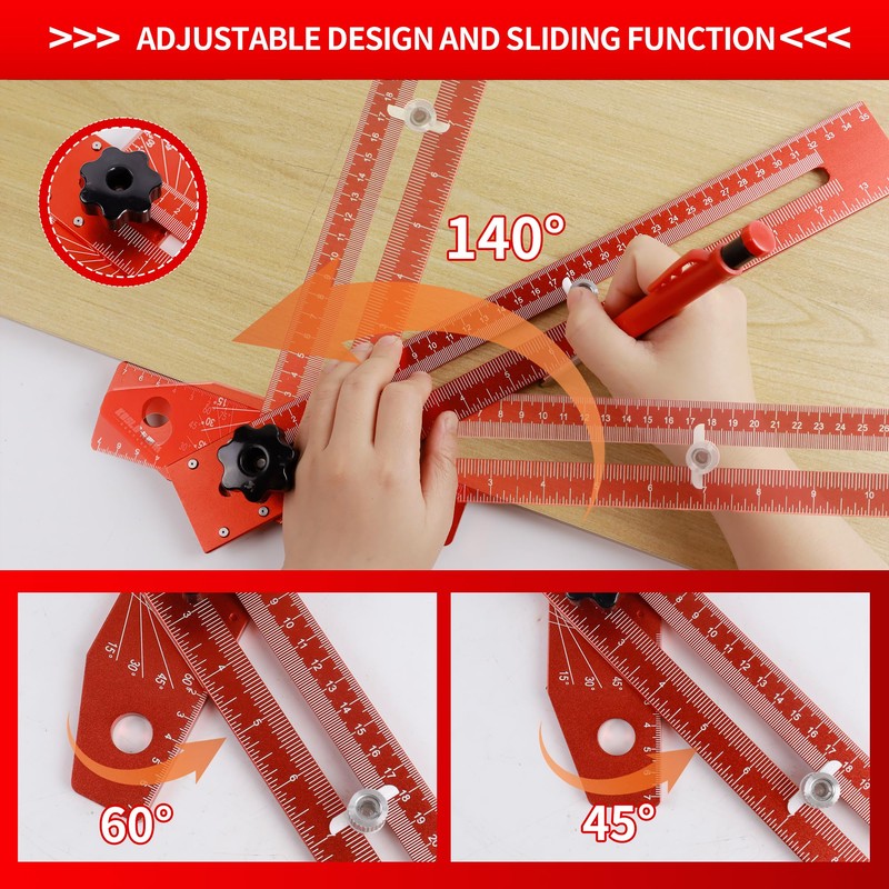 Zxfuture Woodworking Scriber Marking Line Ruler, T Type Woodworking Ruler
