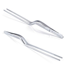 MSY BIGSUNNY Kitchen Culinary Tweezers - Stainless Steel Offset Tip Tweezer Tongs (8.5")