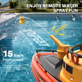 SYMA Remote Control Boat, Big RC Boat Firefighter for Kids 8-12 with 40 Mins Run Time (2 Batteries), One-Key Water Spary, 15 km/h High Speed and Low Battery Warning, Pool Toys for Boys Girls