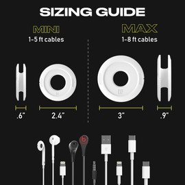 Side Winder Mini and Max Headphone, Earbud and Charging Cable Winder and Organizer Perfect for Wrapping Earbuds and Cords for Travel and Organization 4-Pack (White, Mini)