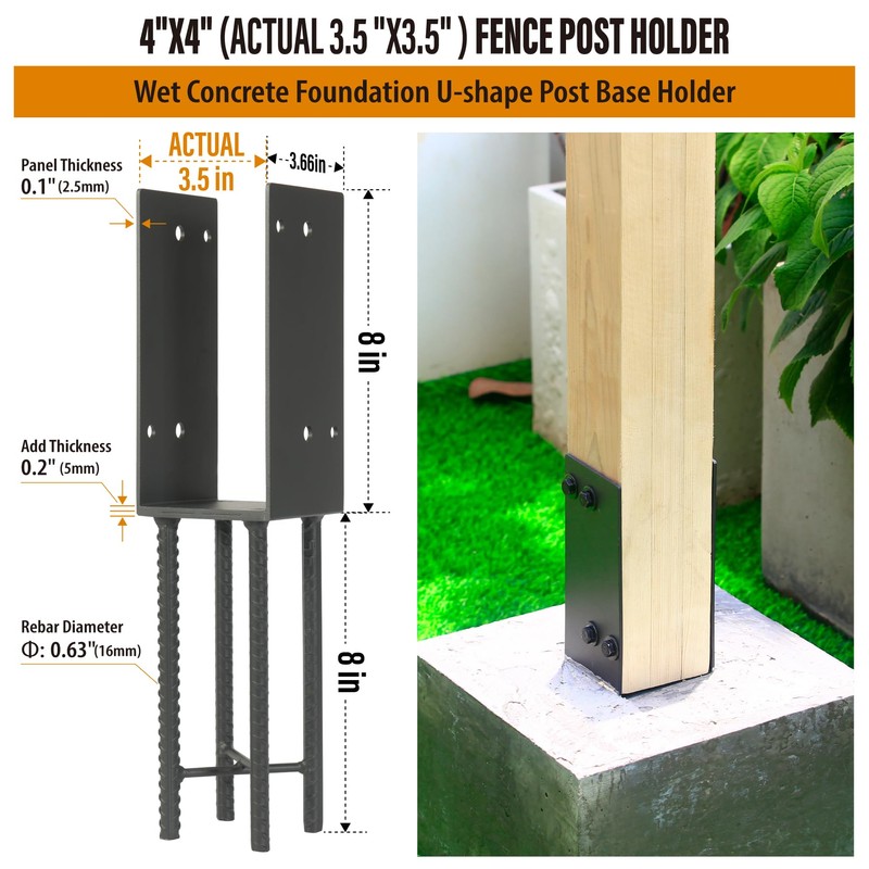 Wocepu 2 Pack Heavy Duty Stainless Steels U-Shape 4"x4"(Actual 3.5"x3.5")