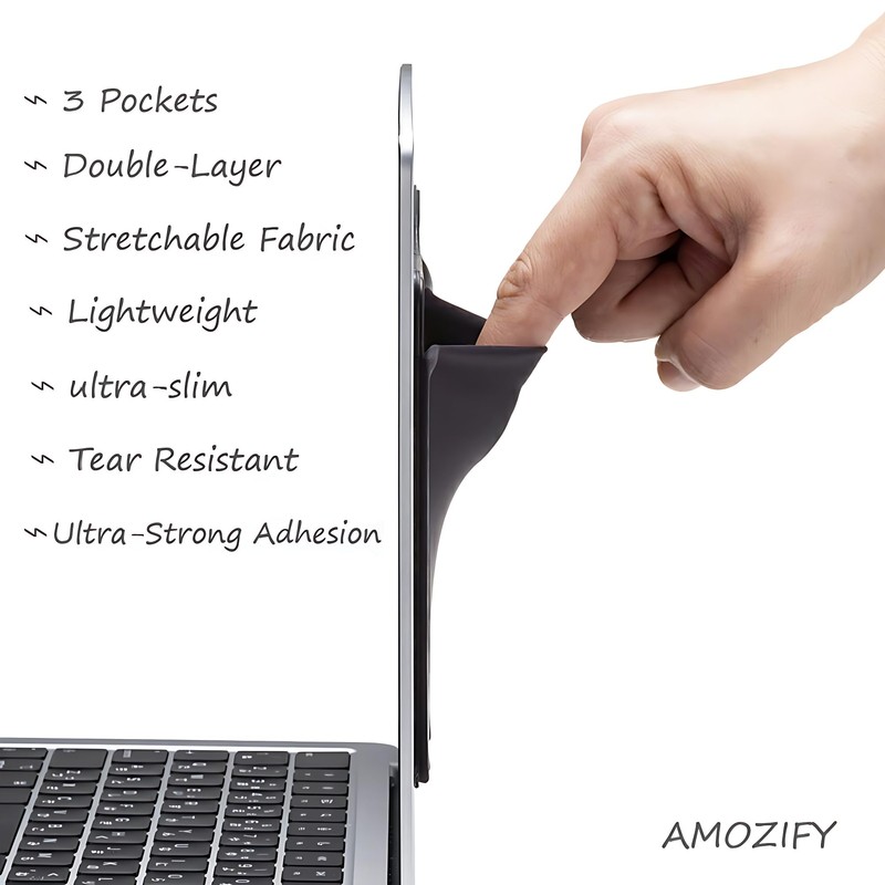 AMOZIFY 3-Pocket Organizer, Mouse Holder for Laptop Stick on –