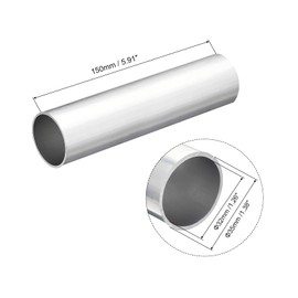 TOP-VIGOR 1Pc 6063 Aluminum Round Tube, 35mm OD 32mm ID 150mm Length Seamless Aluminum Straight Tubing Metal Pipe for Industry DIY Projects