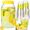 Umigy 1 Gallon Lemon Plastic Drink Dispenser with 100 Pcs