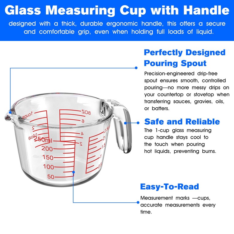 BZTT Glass Measuring Cup with V-Shaped Spout & Insulated Handle,