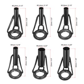 PATIKIL 3.0-6.5mm Fishing Rod Tip Repair Kit, 6pcs Stainless Steel Pole Ring Guide Replacement for Saltwater Freshwater Fishing, Black