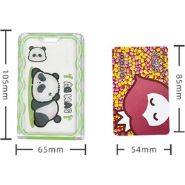 runrayay Kpop Photocard Business Card Key Ring Cartoon Panda PC Business Card Kpop ID Badge Business Card with Keyring Student Bus Card Pendant Keyring (A)