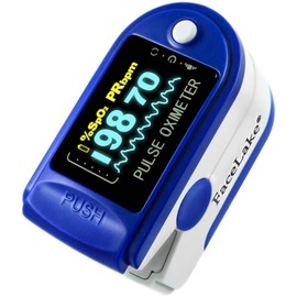 FaceLake FL350 Blue Pulse Oximeter with Carrying Case, Lanyard & Batteries