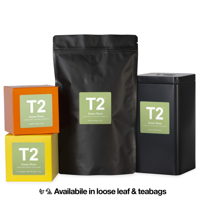 T2 Green Rose Loose Leaf Green Tea in Resealable Foil