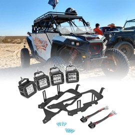 XJMOTO RZR Headlight Kit, 4PCS 24 LED Work Light Pod with Plug Wiring Kit & Front Hidden Headlight Mounting Bracket Kit Compatible with Polaris RZR 900/800/XP 1000 2015-2024