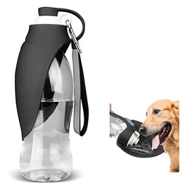 TIOVERY Botella de Agua para Perro, Dispensador de Agua Portátil, a Prueba de Fugas, con Taza para Beber, Negro