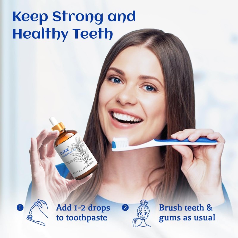 HIQILI 100ML Clove Oil for Teeth and Gums, Tooth Aches,