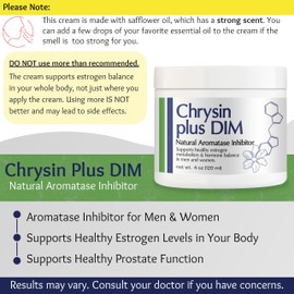 Chrysin Plus DIM Cream - 4 oz - Topical Aromatase Inhibitor Cream for Men & Women - Supports Estrogen Balance