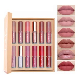 Set De 12 Labiales Mate De Larga Duración Pintalabio Regalo