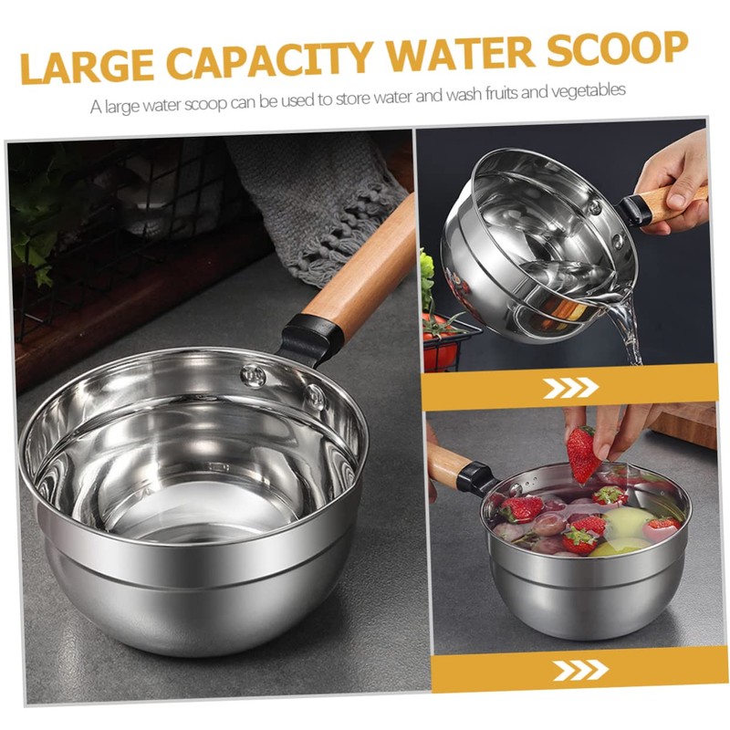 BIUDECO Thickened Wooden Ladle Kitchen Water Scoop Comfortable Grip for