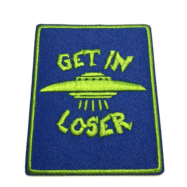 Blue Heron Get In Loser UFO Patch Embroidered Iron-on Applique