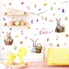 Happy Easter Bunny Window Stickers Rabbit Easter Eggs Wall Decals