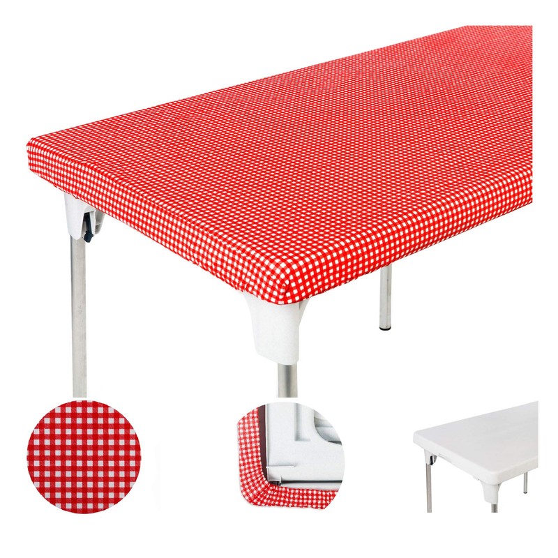 TopTableCloth Table Cover Red & White Checkered tablecloths Elastic Corner