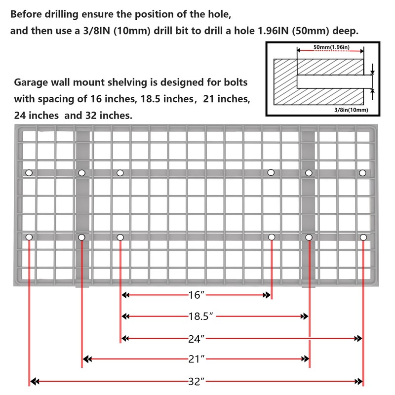 Soywey 2-Pack 1.5x3FT Garage Shelving 17.7-inch-by-35.8-inch Wall Shelf Garage Storage