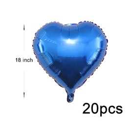 AnnoDeel 20 pcs Blue Heart Foil Balloons, 18inch Blue Heart Shaped Helium Balloons Mylar Balloons for Wedding Decoration Party Balloons Birthday