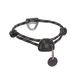 Ruffwear Knot-a-Collar Medium Dog Collar, Climbing Rope Reflective Pet Dog Collar with Aluminum V-ring Dog Lead Attachment, Adjustable & Strong for Dog Walking, Size M (36-50cm), Obsidian Black