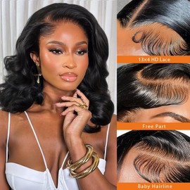 Qmaple Bob Wig Human Hair 13x4 Body Wave Lace Front Wigs Human Hair Short Bob Wigs for Women (8 Inch)