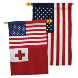 Tonga US Friendship House Flags Pack Regional USA American Alliance World Country Particular Area Embroidery Small Decorative Gift Yard Banner Double-Sided Made In 28 X 40