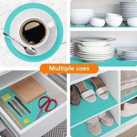 Shelf Liners for Kitchen Cabinets Drawer Liner Non Adhesive Cupboard Mat EVA Material Waterproof Refrigerator Mats Washable Fridge Liner for Cupboard and Desks Liner Blue 11.8 x 118 Inches