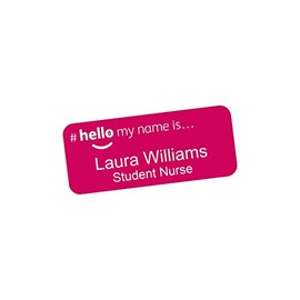 Hello My Name is Magenta Pink Background Name Badge 76 x 32 mm Dementia Friendly Doctor Student Doctor GP Healthcare Assistant Nurse Practitioner Clinical Medical