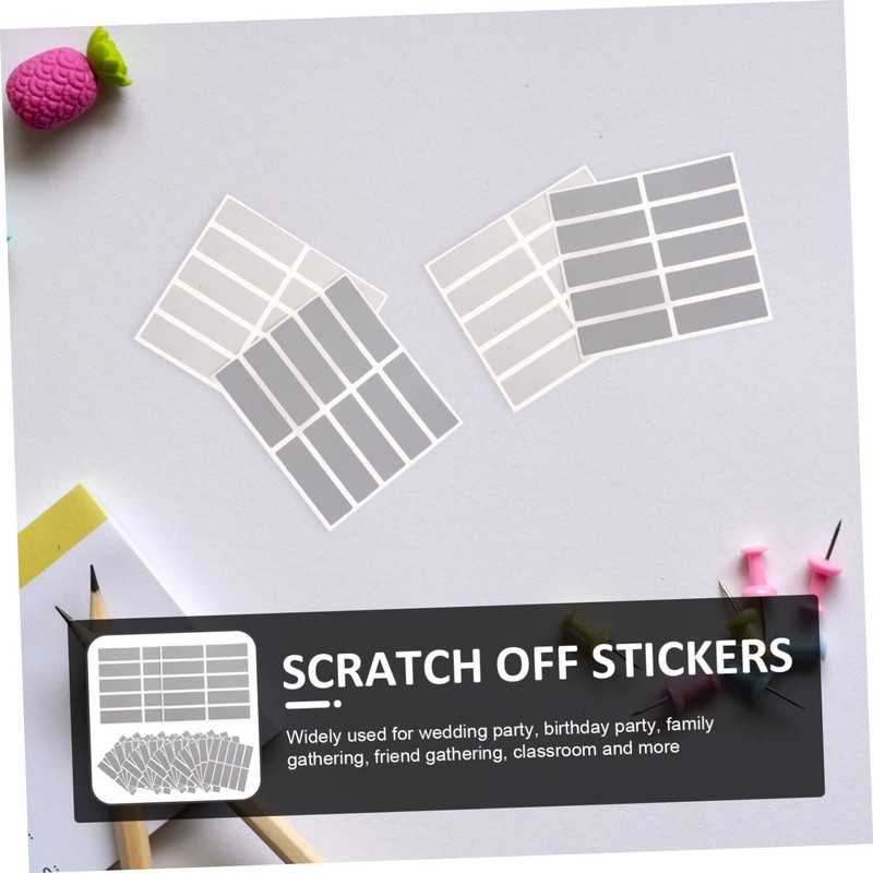 Tofficu 50 Sheets Scratch Off Stickers Educational DIY Cards Scratch
