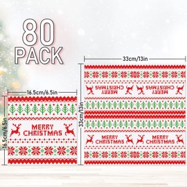 Whaline 80 Pack Christmas Napkins 6.5 x 6.5 Inch Ugly Sweater Disposable Napkins Merry Christmas Dinner Napkins Red Green Holiday Paper Napkins for Xmas Winter Birthday Supplies Party Decoration