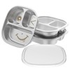 DJAPWPX 3 Pcs Stainless Steel Kid Plate with Transparent Lid