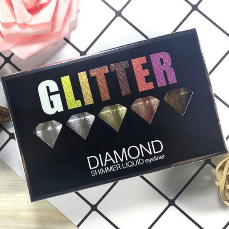 Ingzy Flüssiger Eyeliner mit Glitzer, Metallic-Eyeliner, glitzernd, weiß, silberfarben, goldfarben,