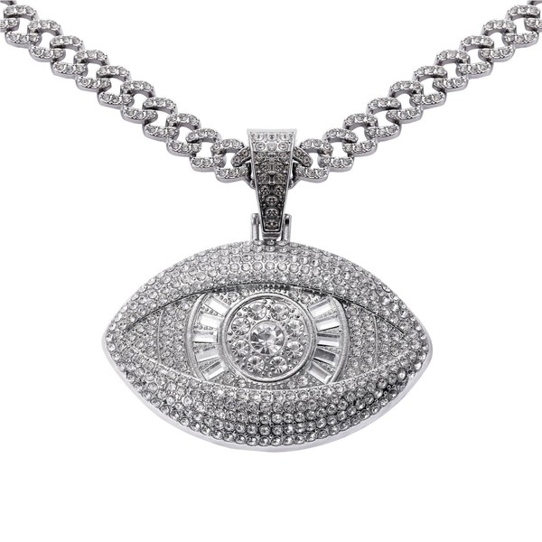 KNITUKL Silver Iced Out Diamond Tennis Chain Necklace for Men