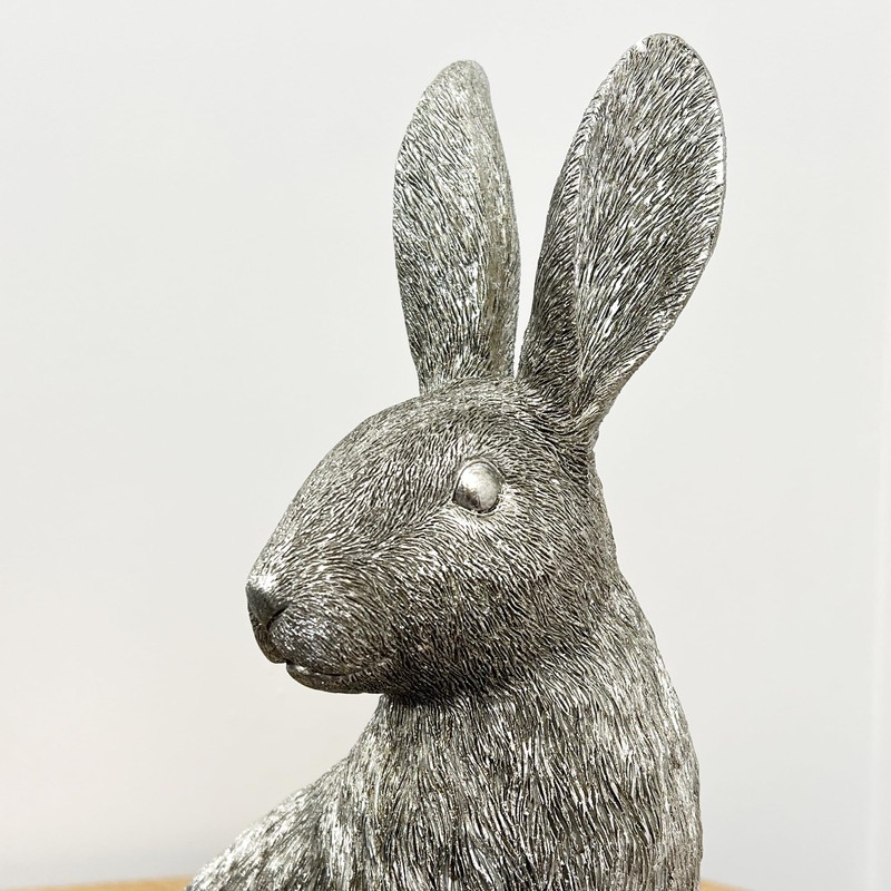 Alfie Francis 35cm Tall Large Silver Hare Ornament Sculpture Statue