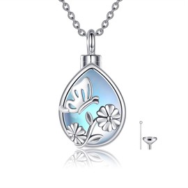 URONE Butterfly Urn Necklace for Ashes Sterling Silver Butterfly Pendant Memory Gifts Keepsake Cremation Jewelry for Women, Sterling Silver, No Gemstone