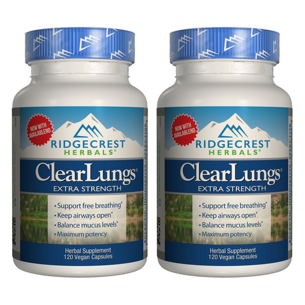 RidgeCrest Herbals ClearLungs Extra Strength, Herbal Decongestant, 120 Vegan Capsules (2 Pack)