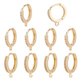 SUPERFINDINGS Pack of 16 2 Style Brass Cubic Zirconia Hoop Earrings Gold-Plated Cubic Zirconia Huggie Hoop Earrings with Bow for Jewellery Making