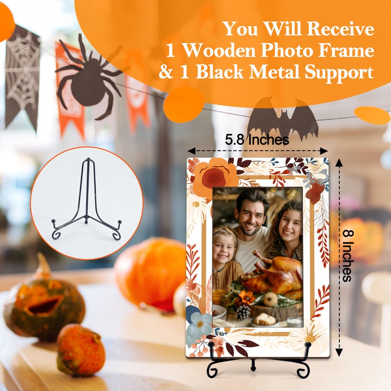 ISOVF Thanksgiving 4x6 Picture Frame, Fall Maple Photo Frame, Orange