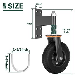 Flehomo 360 Degree Swivel Fence Gate Wheel, Heavy Duty 8 inch Gate Casters with Spring Loaded Suspension for Gates, Fences, Farms, Yards, 600 Lbs Load Capacity