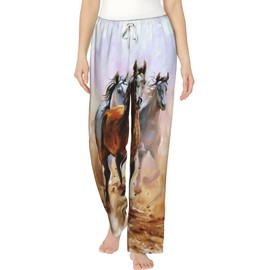 NiuKom Womens Pajama Pants Horse Equestrian Lounge Sleepwear Bottoms Pj Pants With Pockets Small