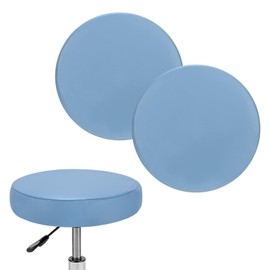 M METERXITY 2-Pack Bar Stool Covers Round, for 12-14 Inch Chair Waterproof PU Seat Covers with Elastic Bands for Bar Stool/Round Cushion [Blue-gray]