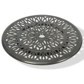 MEETWARM Outdoor 24" Lazy Susan Turntable for Table, All Weather Cast Aluminum Round Serving Plate Tabletop Rotating Tray with 1.7" Umbrella Hole, Silent & Smooth Spin, Dark Bronze
